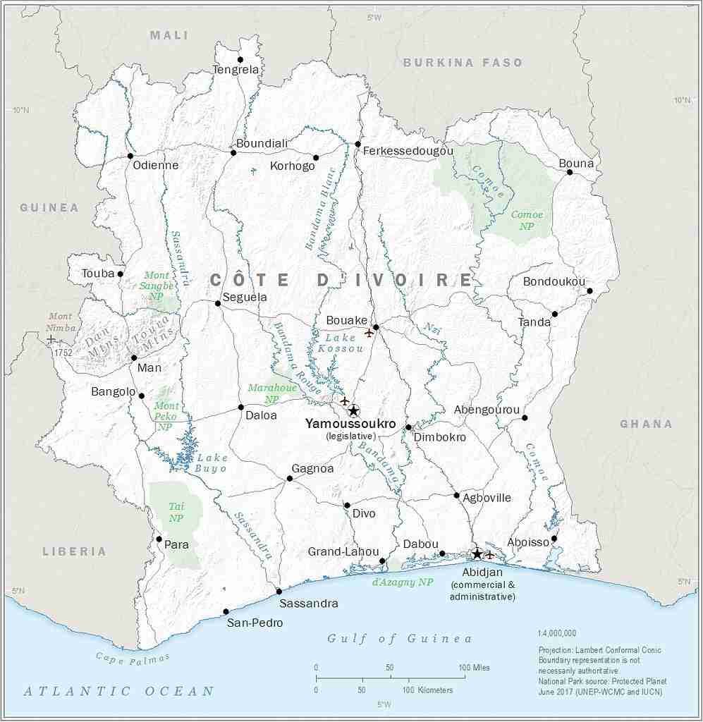 Map of Cote d'Ivoire