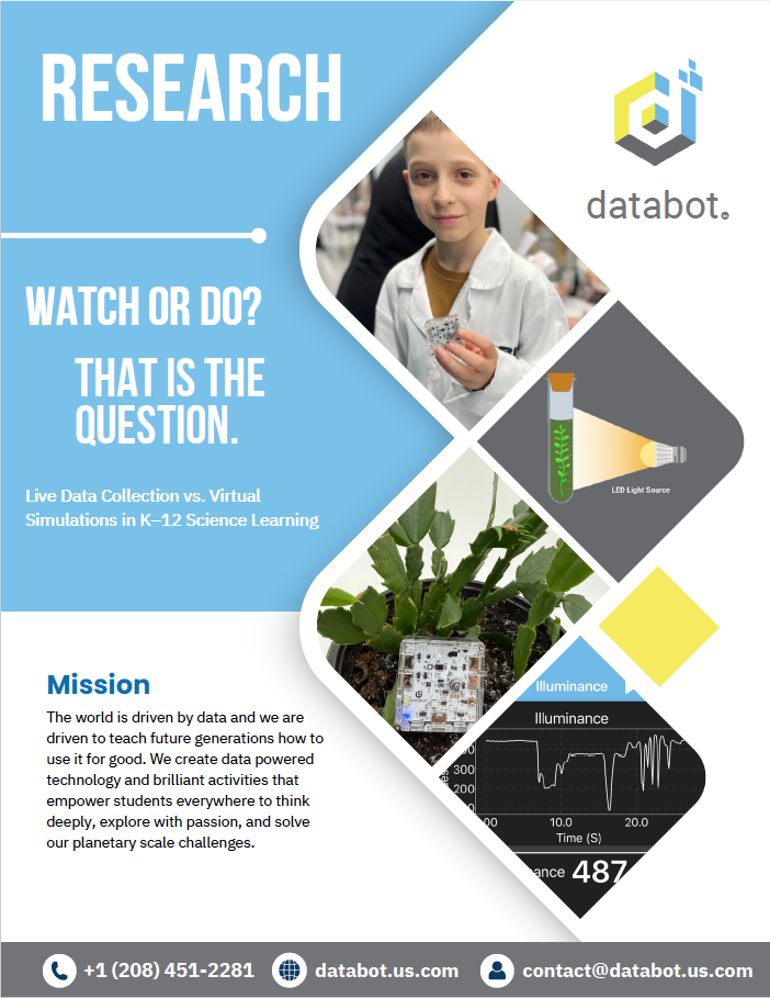 Report cover with images of a student in a lab coat, plants, and graphs.