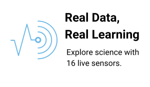 sensor icon with the terms real data and real learning highlighted