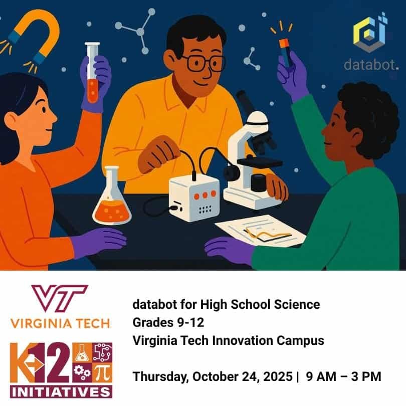 Virginia Tech databot training image with robots, dates, and details!