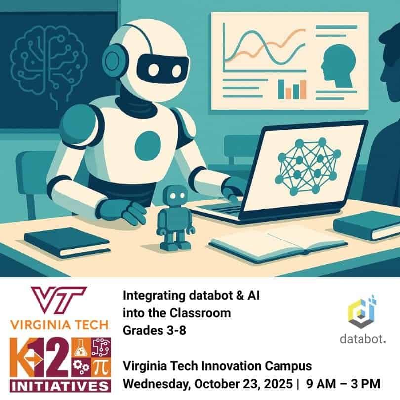 Virginia Tech databot training image with robots, dates, and details!