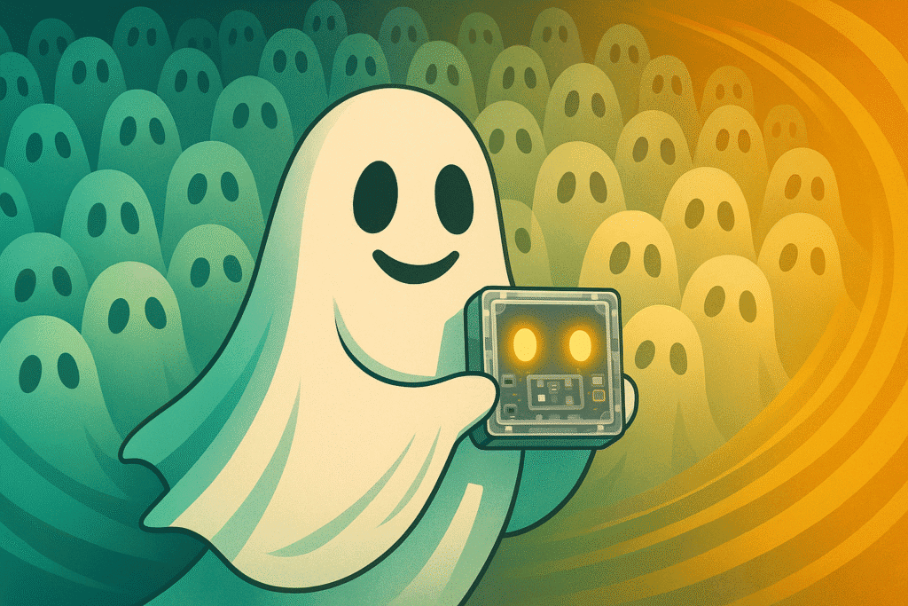 Databot ghost crew lighting up in a Halloween STEM coding challenge.