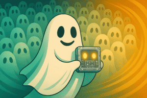 Databot ghost crew lighting up in a Halloween STEM coding challenge.