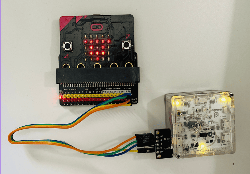 Databot and BBC micro:bit connected via I2C