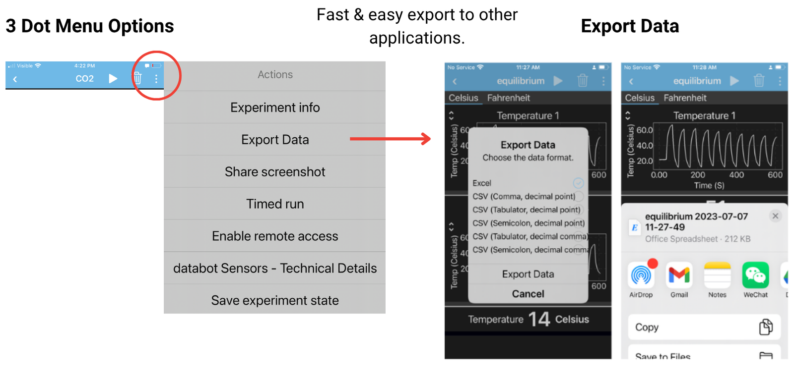 Steps for exporting data from Vizeey.