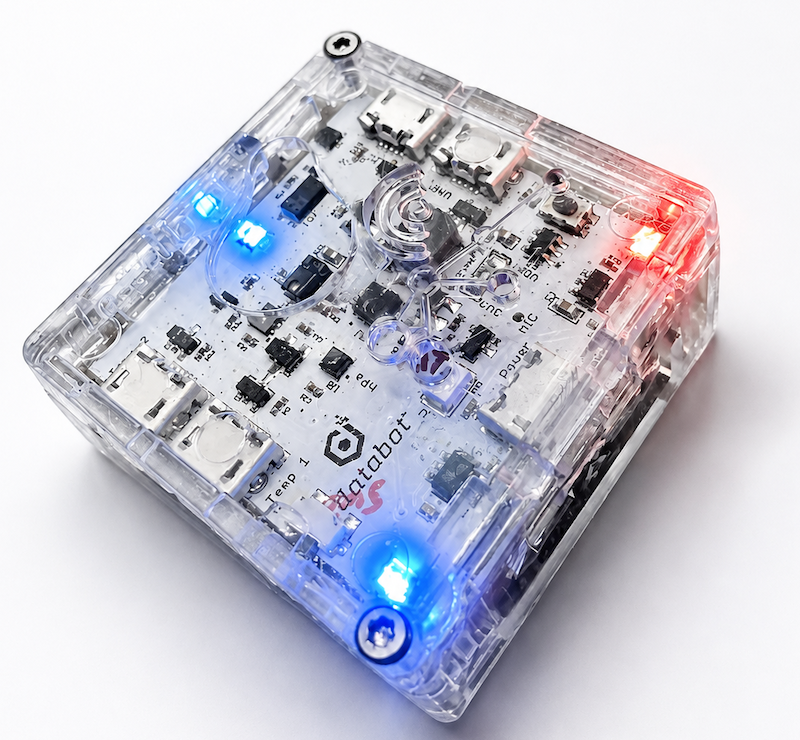 Databot with 3 LEDs illuminated in a system test.