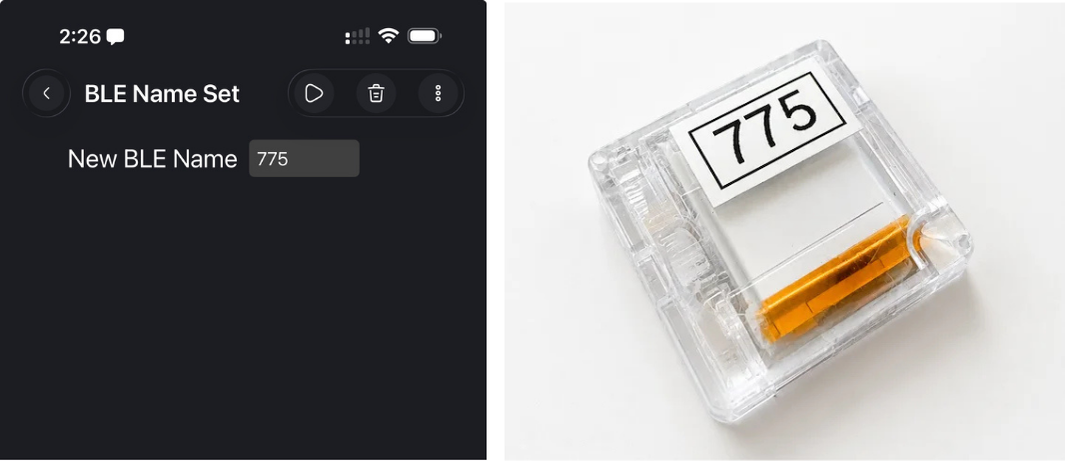 Vizeey name set menu showing an ID set and a labeled Databot next to it.