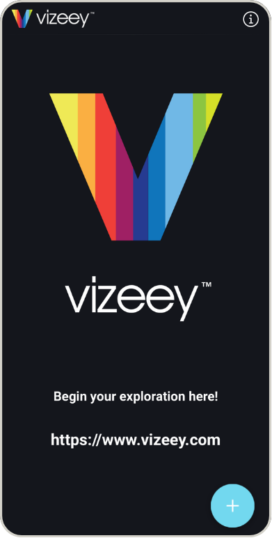 Splash screen capture of Vizeey.