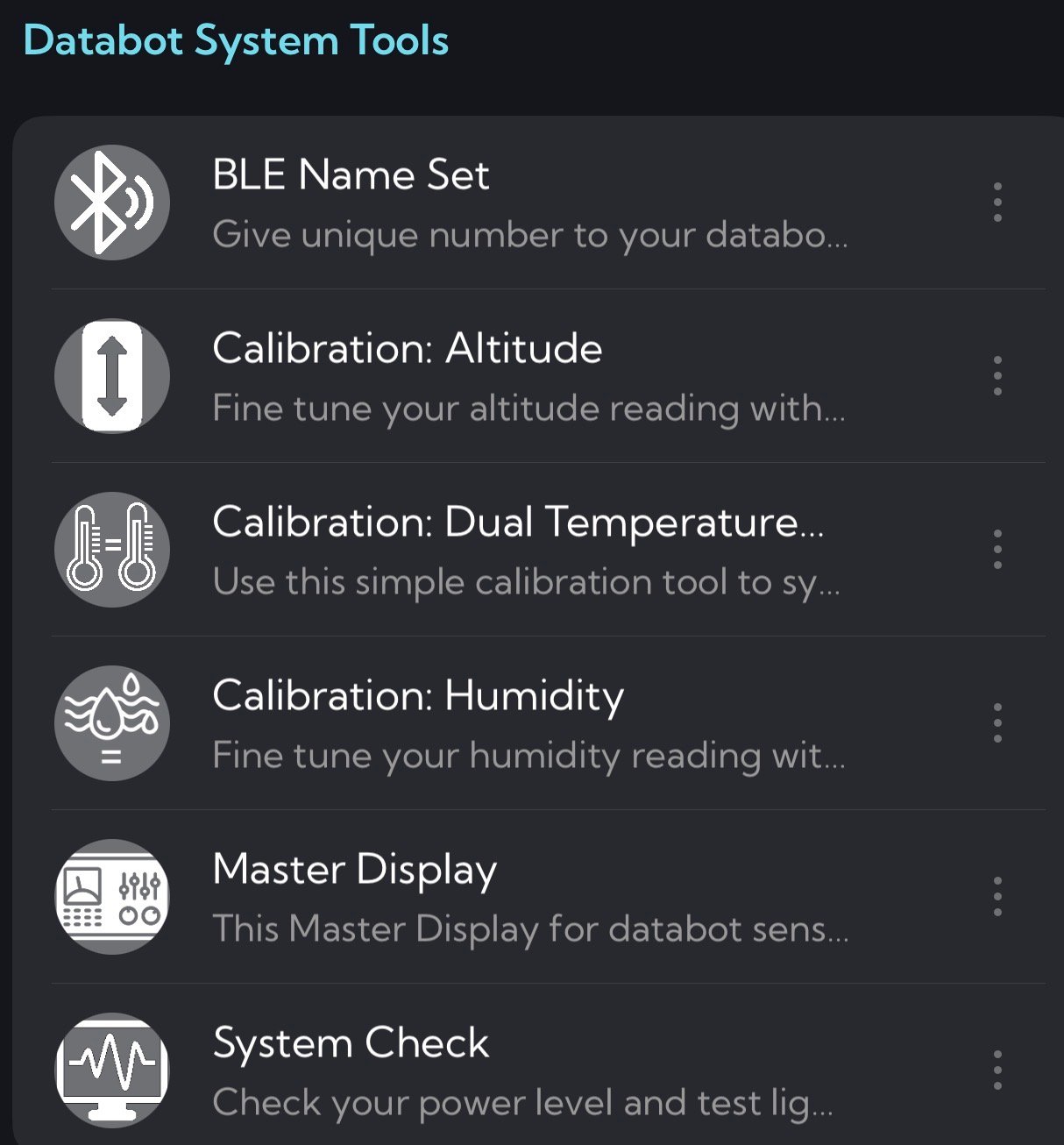 Screen capture of the Vizeey system tools menu.